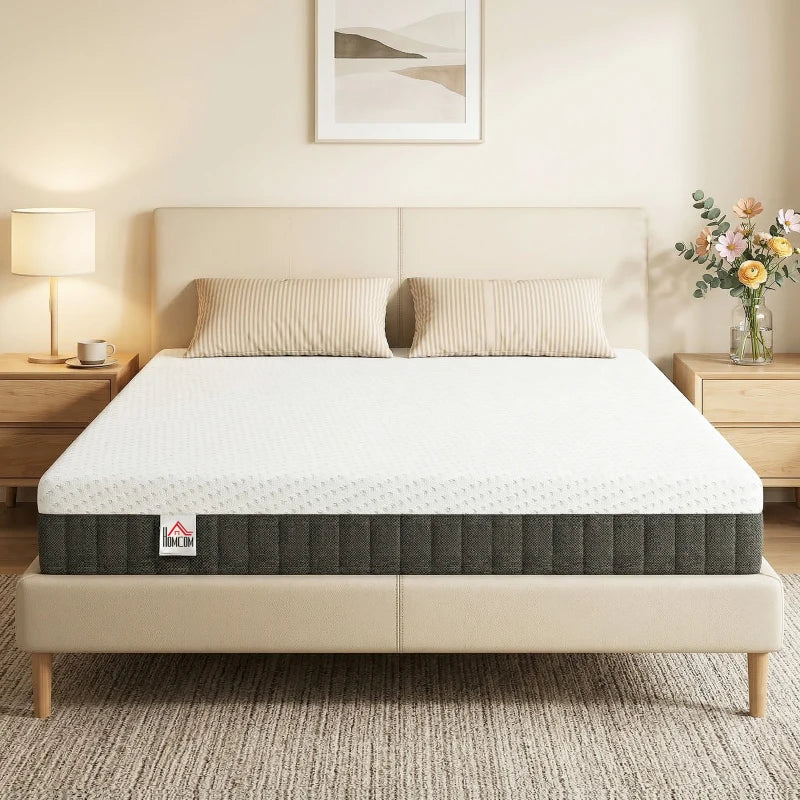 HOMCOM 10" Cooling Memory Foam Mattress in a Box with Pressure Relief & Lumbar Support – Medium Firm