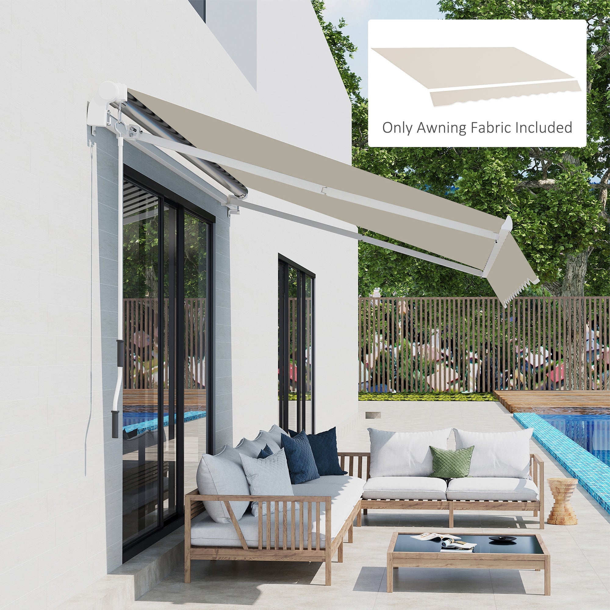 Outsunny Retractable Awning Canopy: 11'x8' Cream White Fabric Replacement for Outdoor UV Blocking Sunshade 