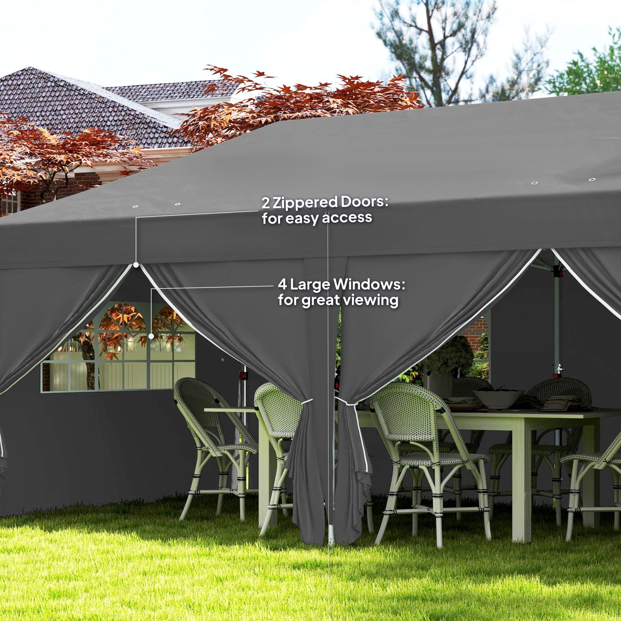 Outsunny 10' x 20' Pop Up Canopy Tent Outdoor Portable Easy Up Party Tent Garden Shade Shelter with Walls Carrying Bag, Black 