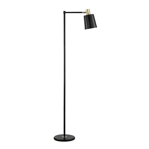 60-inch Industrial Modern Black Metal Floor Lamp with Gold Accents - Free Shipping