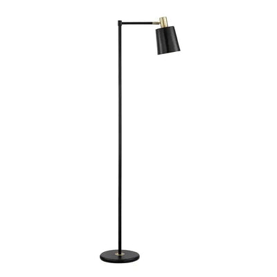 60-inch Industrial Modern Black Metal Floor Lamp with Gold Accents - Free Shipping 