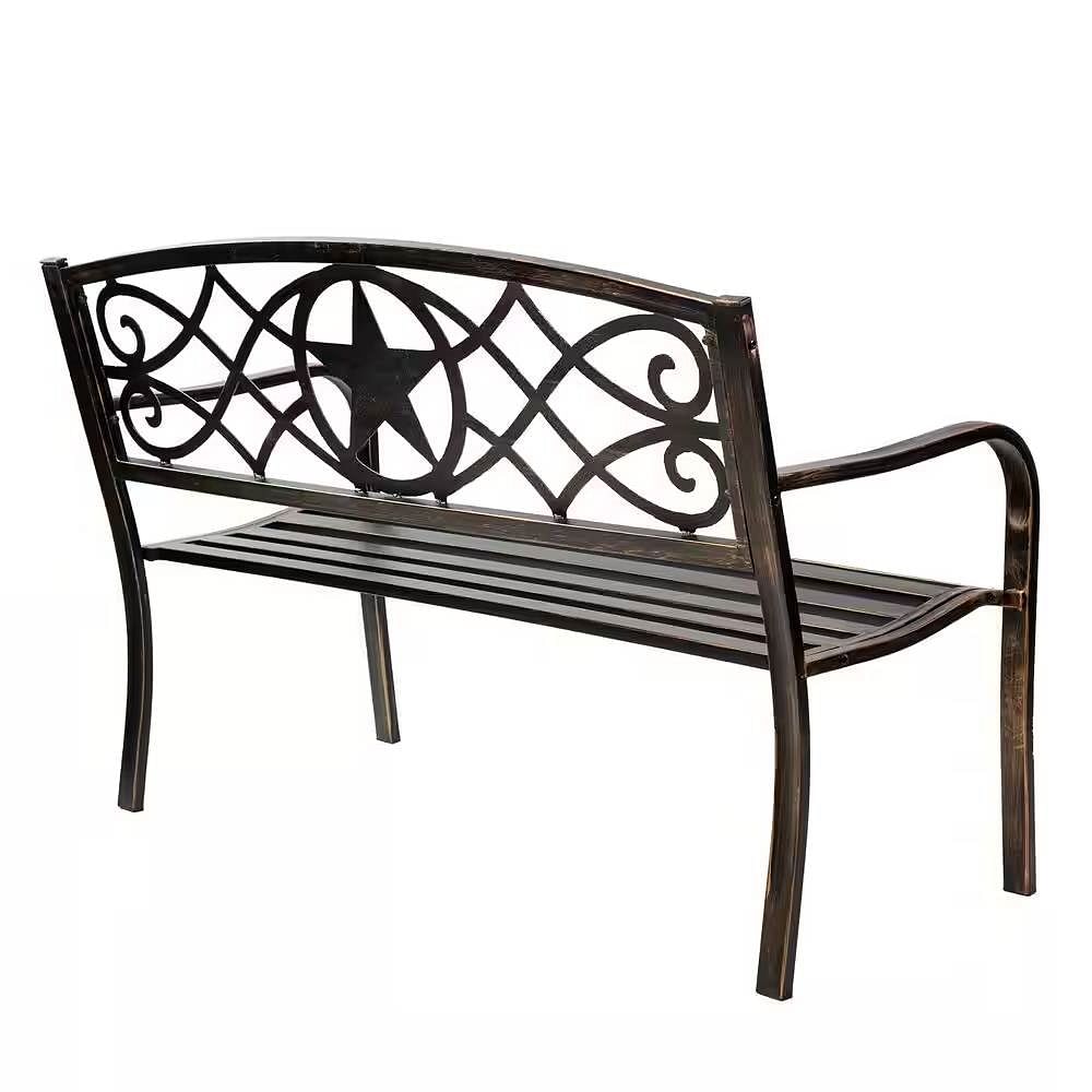 Powder Coated Steel 4-ft. Outdoor Patio Garden Bench in Bronze Metal Finish - Free Shipping