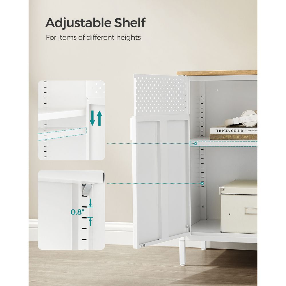 Storage Sideboard Buffet Cabinet with Adjustable Shelves & Pegboard