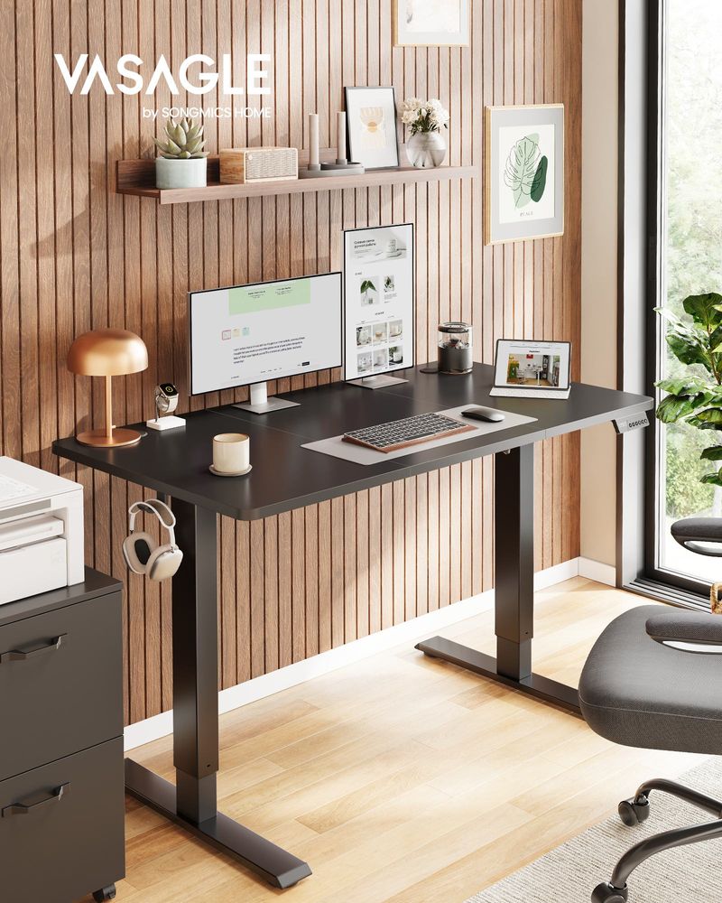 VASAGLE Electric Height Adjustable Standing Desk with Memory Presets & Sedentary Reminder