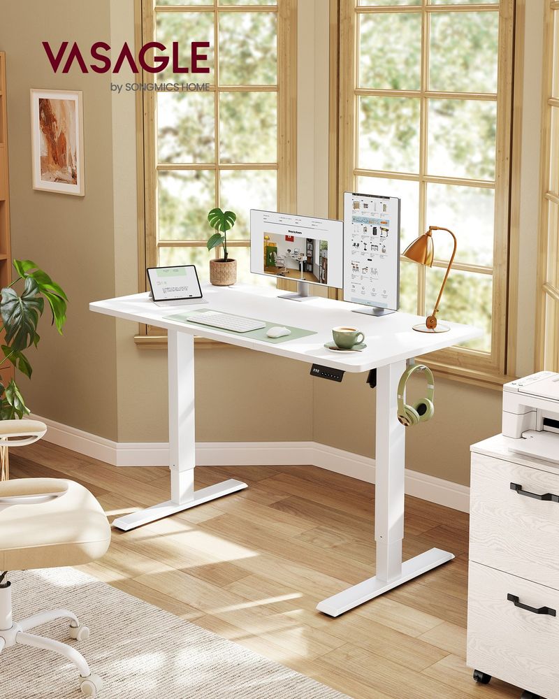 VASAGLE Electric Height Adjustable Standing Desk with Memory Presets & Sedentary Reminder