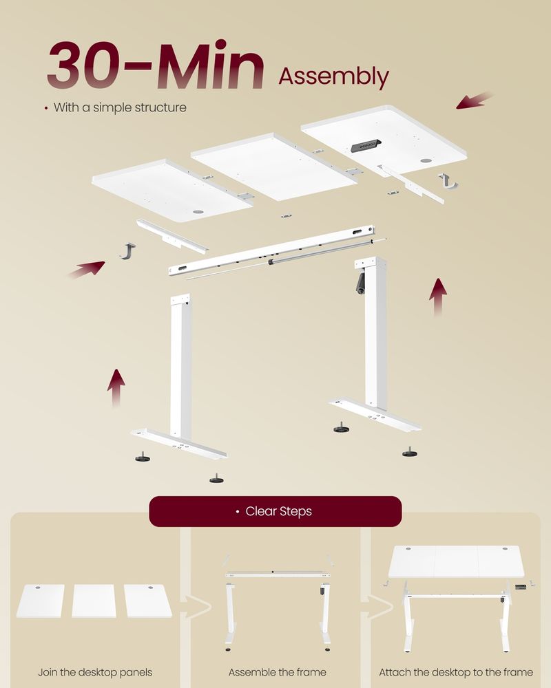 VASAGLE Electric Height Adjustable Standing Desk with Memory Presets & Sedentary Reminder