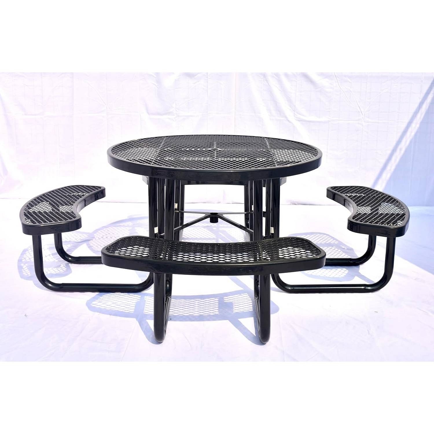 Heavy Duty Steel Metal Round Picnic Table w/ 4 Benches Outdoor Patio Dining Set - Free Shipping