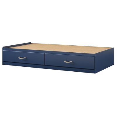 Twin Size Blue Platform Bed with 2 Storage Drawers Rope Handles - Free Shipping 