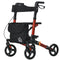 HOMCOM Rollator for Seniors with Seat, Back, Cane Holder, Aluminium Folding Rolling Walker with Adjustable Handle, Bag, Red