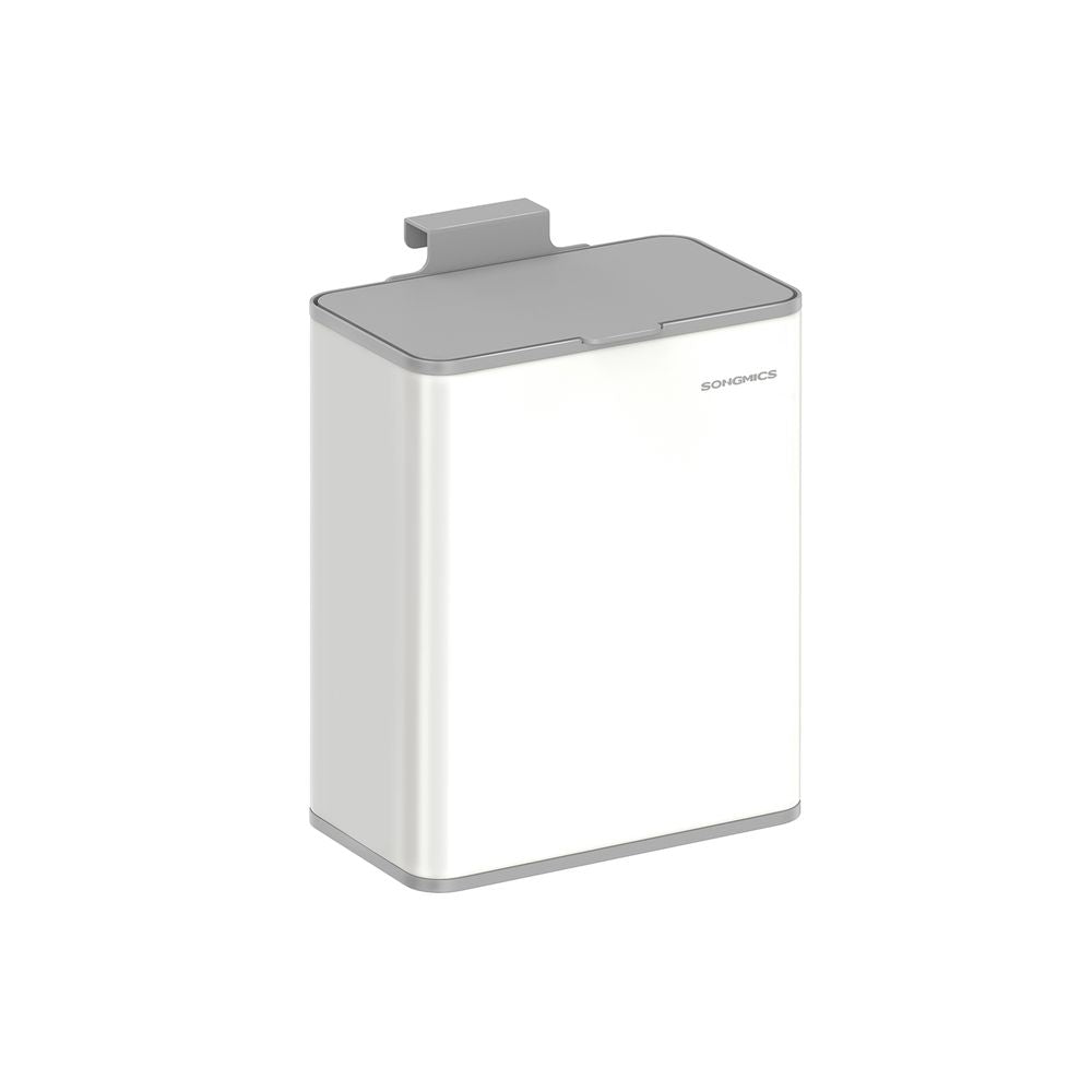 2.1-Gallon Hanging Kitchen Trash Can with Lid – Stainless Steel, 8L Removable Inner Bucket