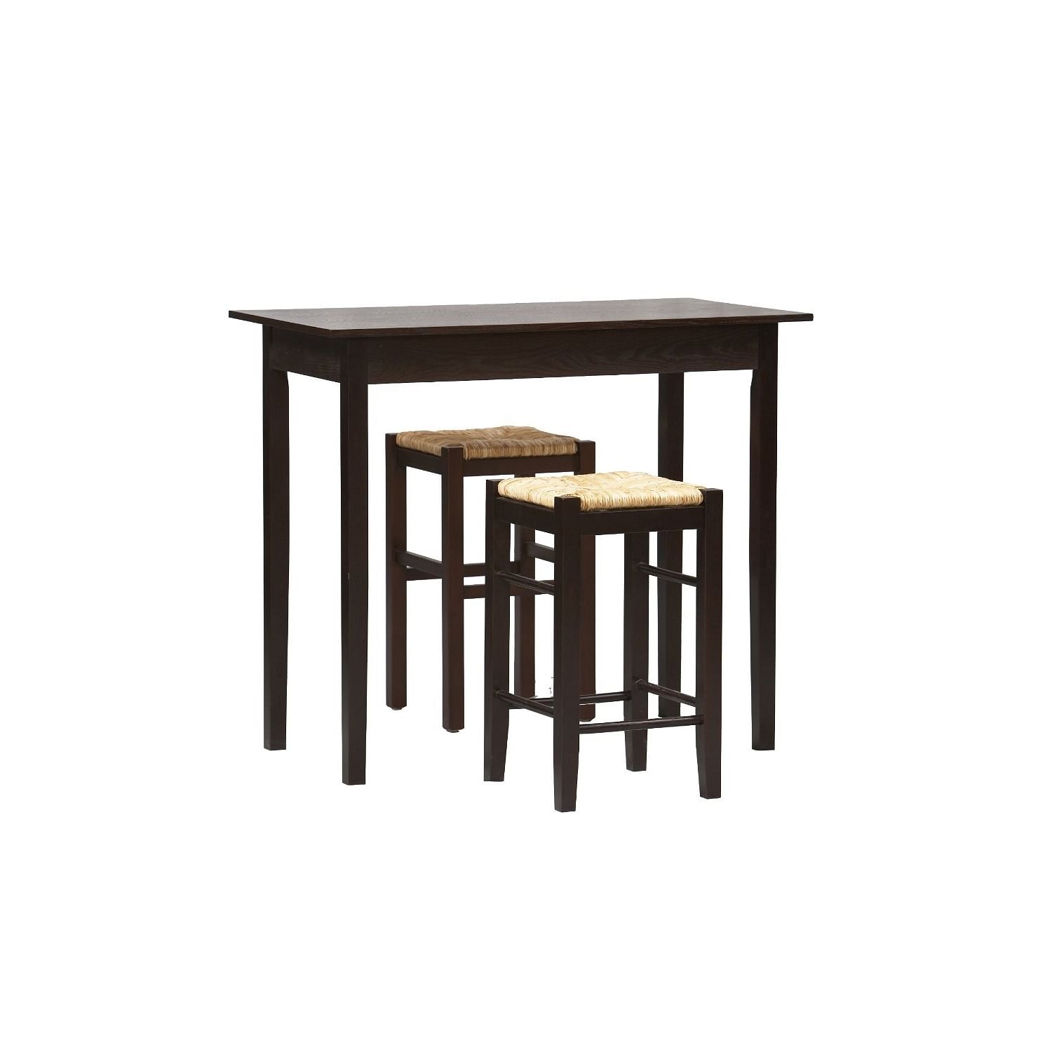 3 Piece Espresso Dining Set with Table and 2 Backless Stools - Free Shipping