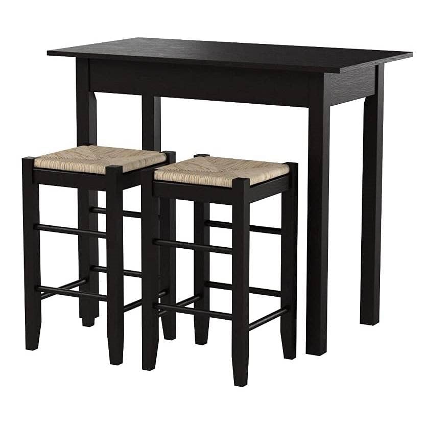 3 Piece Espresso Dining Set with Table and 2 Backless Stools - Free Shipping