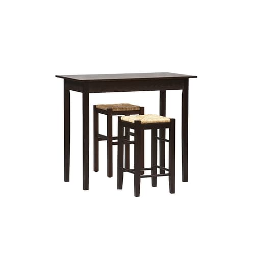 3 Piece Espresso Dining Set with Table and 2 Backless Stools - Free Shipping 