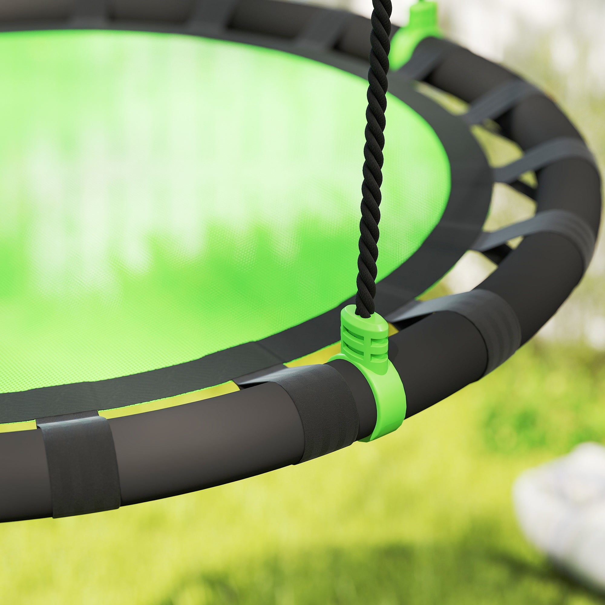 Qaba 39 inch Saucer Tree Swing Set for Kids with Adjustable Hanging Ropes for Outdoor, Backyard, Green 