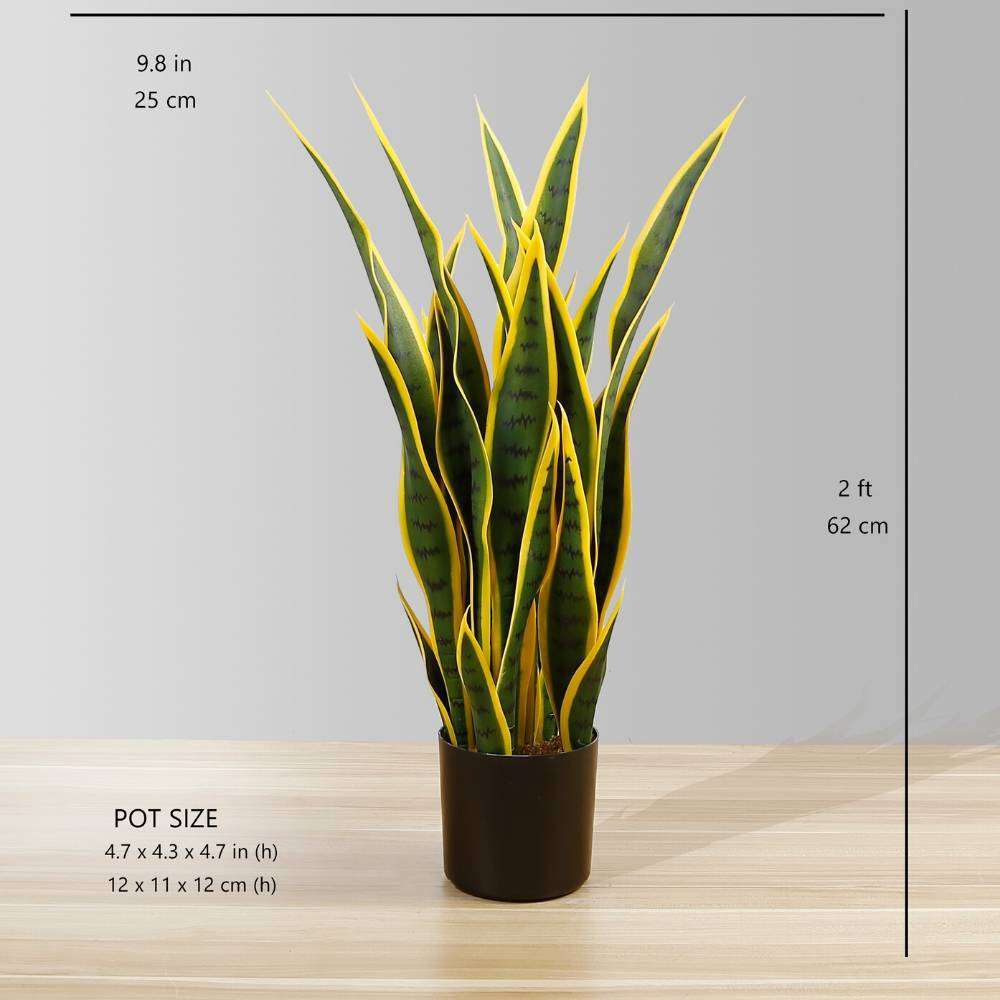 Luis Artificial Snake Sansevieria Yellow & Green Potted Plant 26" 