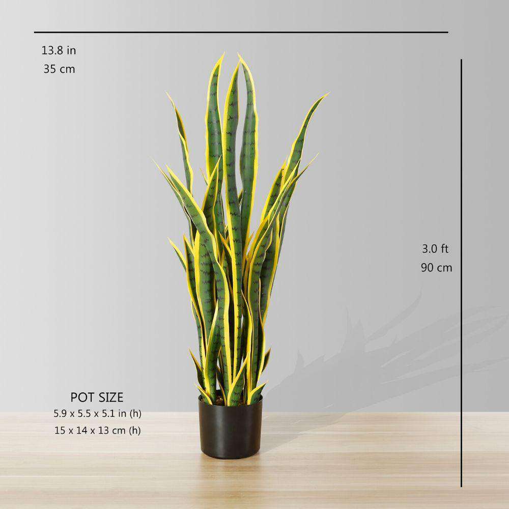 Luna Artificial Snake Sansevieria Yellow & Green Potted Plant (Multiple Sizes) 