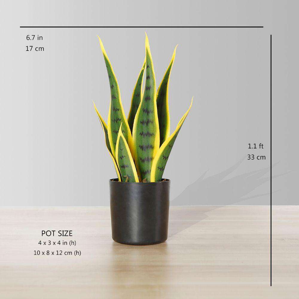Luna Artificial Snake Sansevieria Yellow & Green Potted Plant (Multiple Sizes) 
