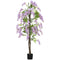 5.9FT Fake Wisteria Tree with Natural Wood Trunk, Artificial Plant in Nursery Pot, Greenery Tall Faux Floor Plant Purple