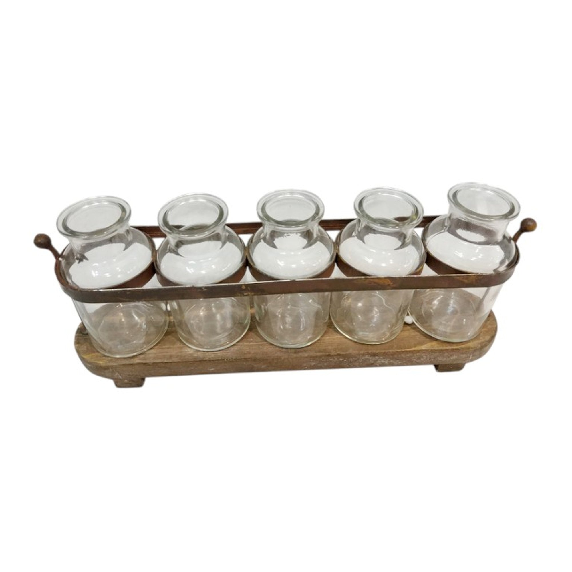 Metal Base With Glass Vases 