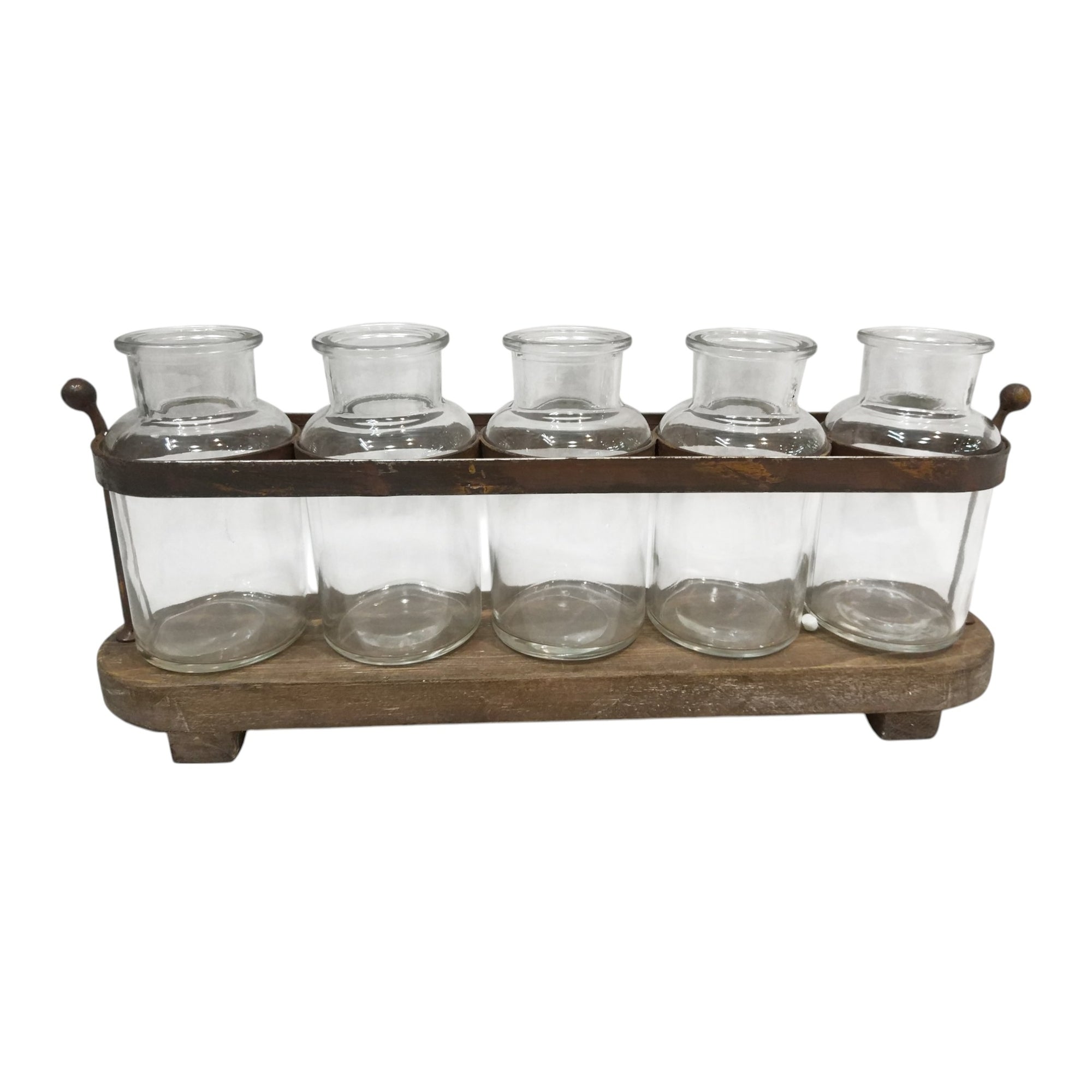 Metal Base With Glass Vases 