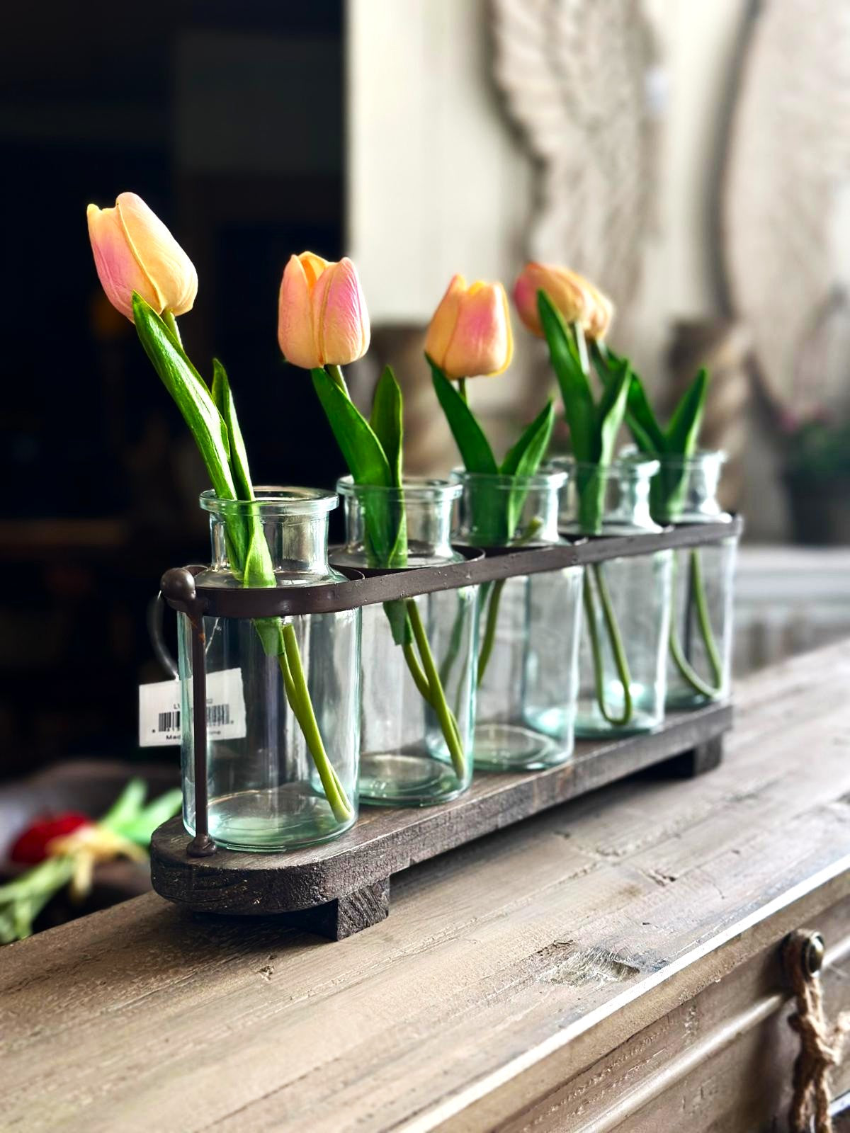 Metal Base With Glass Vases 
