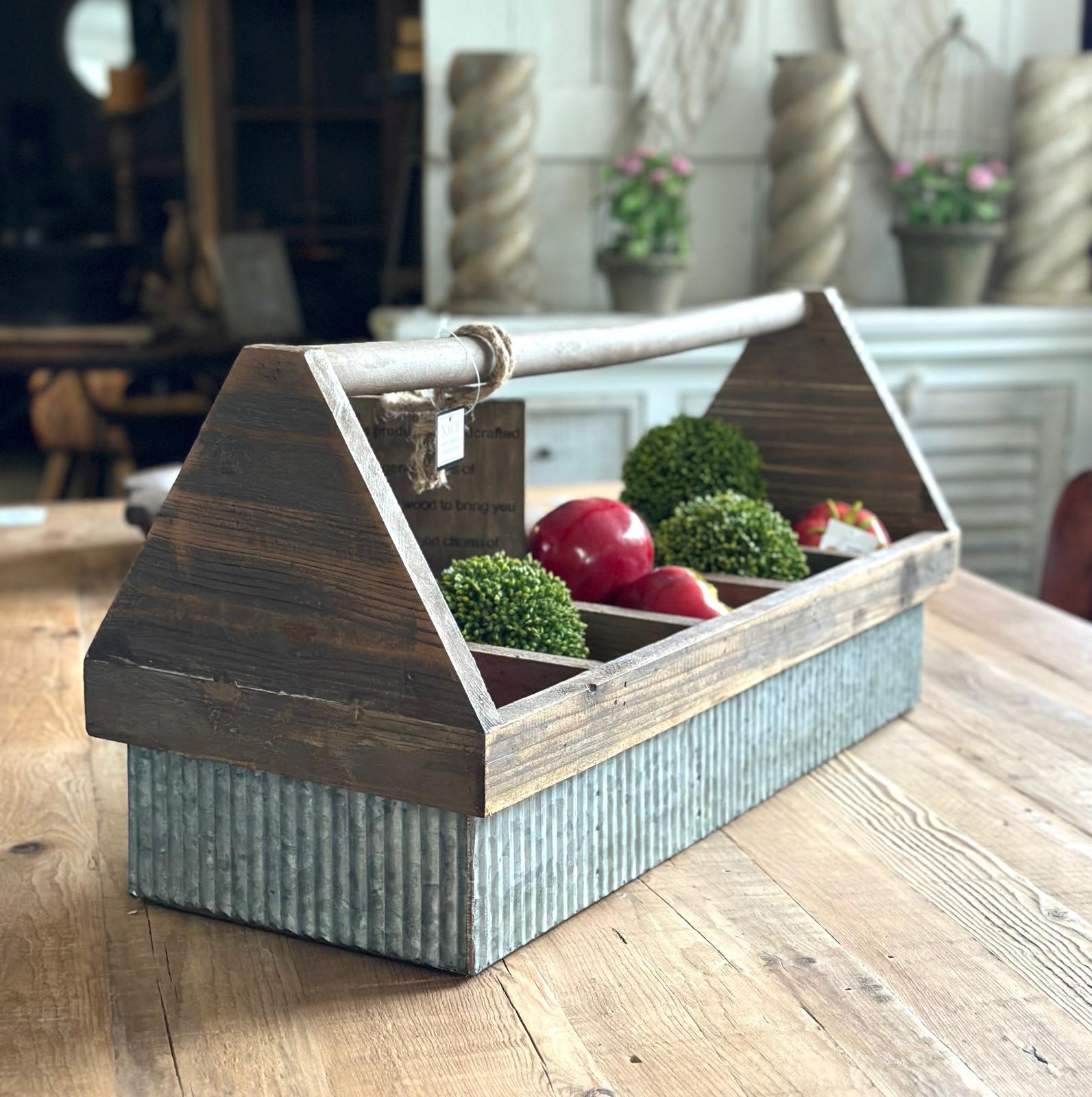 Wooden & Metal Basket 