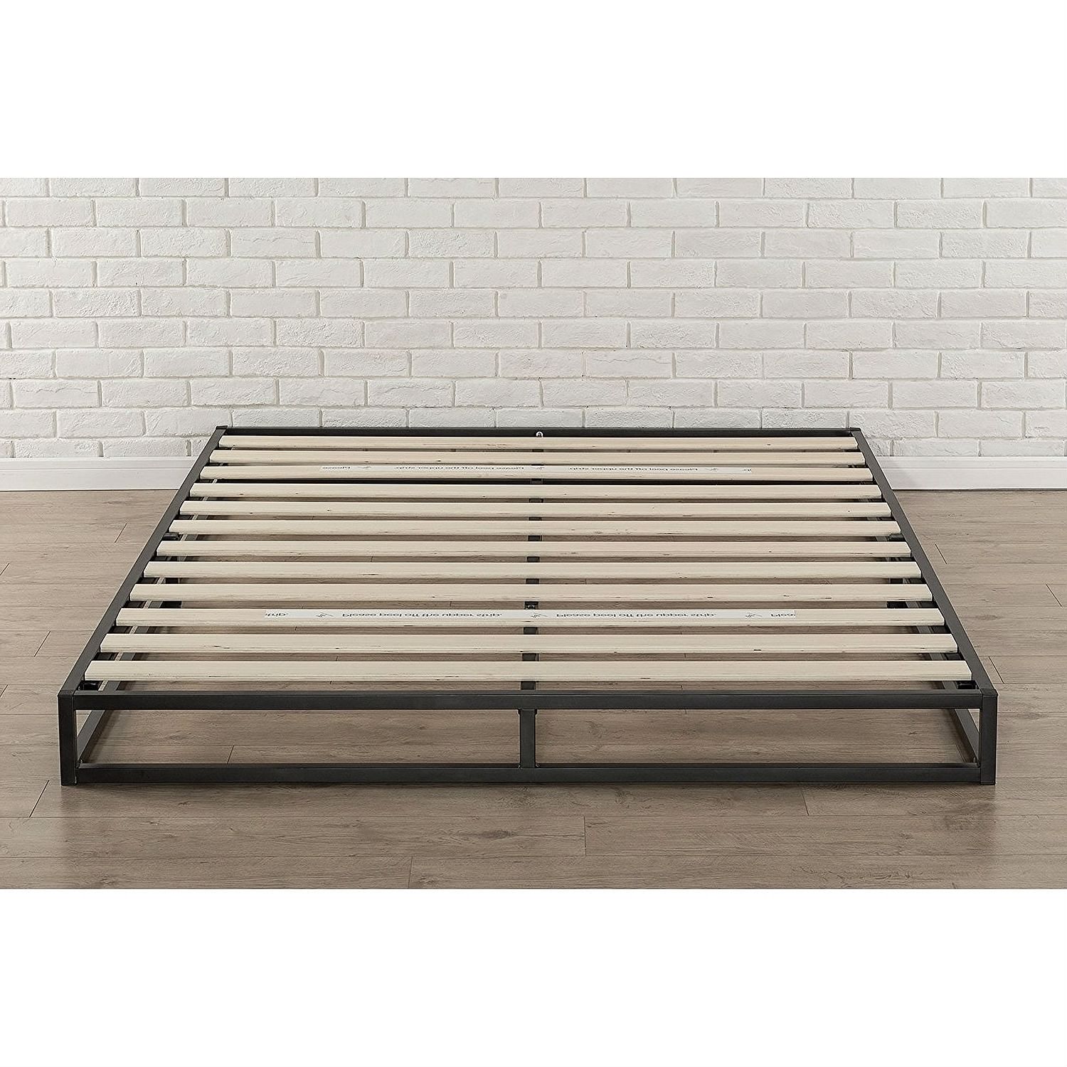 King 6-inch Low Profile Metal Platform Bed Frame with Wooden Support Slats - Free Shipping