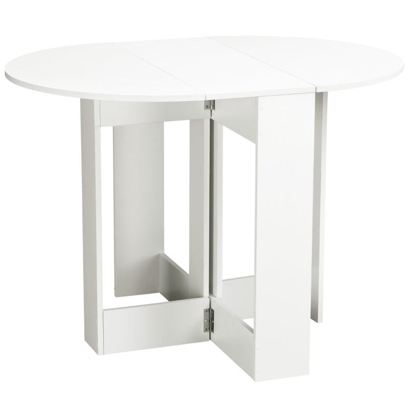 Folding Dining Table, 41" Drop Leaf Table for Small Spaces, Oval Foldable Table for Kitchen, Dining Room, White