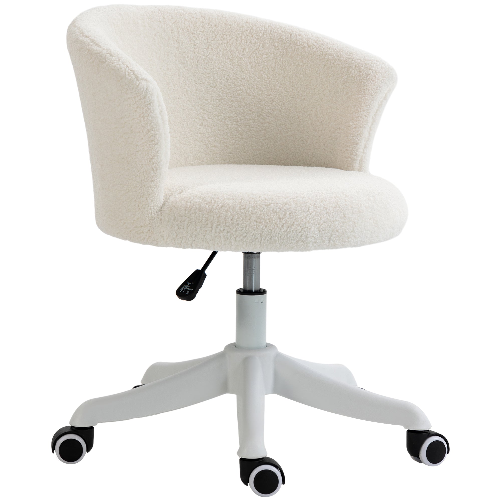 Vinsetto Armless Office Chair Fluffy Adjustable Height Swivel Mid Back White 