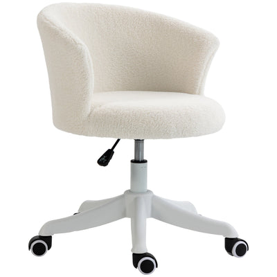 Vinsetto Armless Office Chair Fluffy Adjustable Height Swivel Mid Back White 