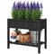 Outsunny Wooden Raised Garden Bed, Elevated Planter Box with Storage Shelf, Drainage Holes and Liner, 34
