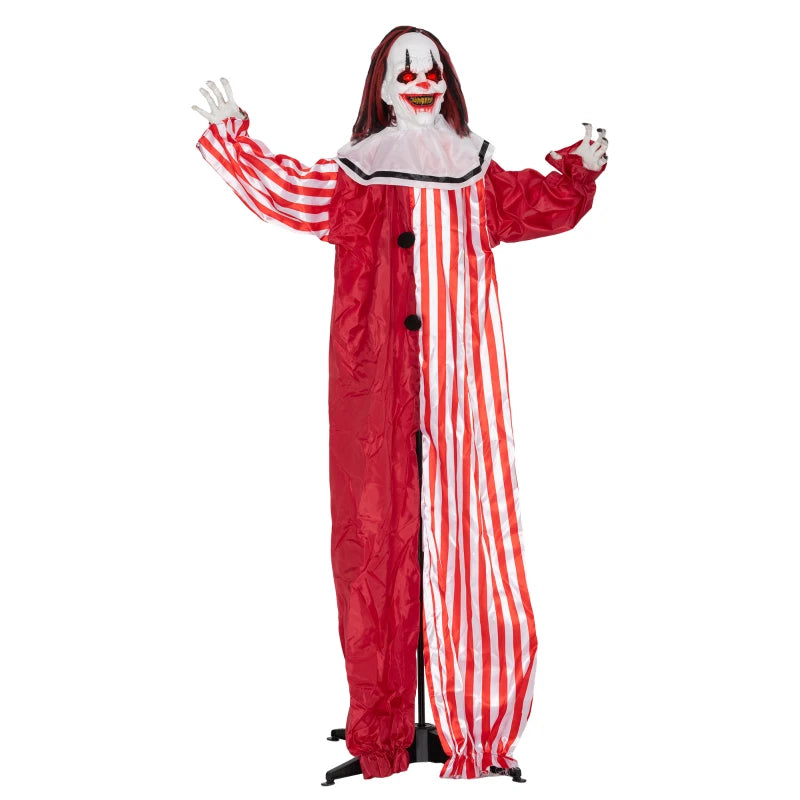 Outsunny Life-Size Halloween Animated Clown – Red Light-Up Eyes, Sound Activated, Battery Operated 