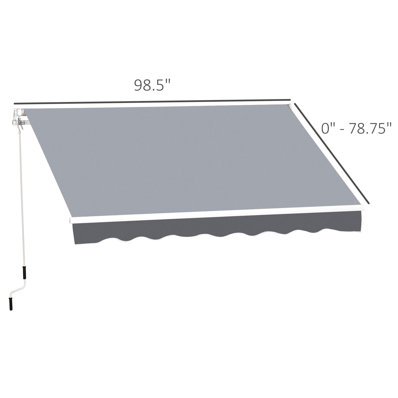 Outsunny Durable 8'x7' Manual Retractable Awning Water-resistant Sun Shade Outdoor Deck & Patio Canopy Shelter Grey 