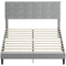 Queen Size Bed Frame with Upholstered Headboard, Modern Platform Bed Frame with Wood Slats, 1100 lbs Capacity, Grey
