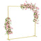 Wedding Arch Backdrop Stand, Square Wedding Arch with U-shaped Stakes, 6.6 FT Gold Metal Arch Frame