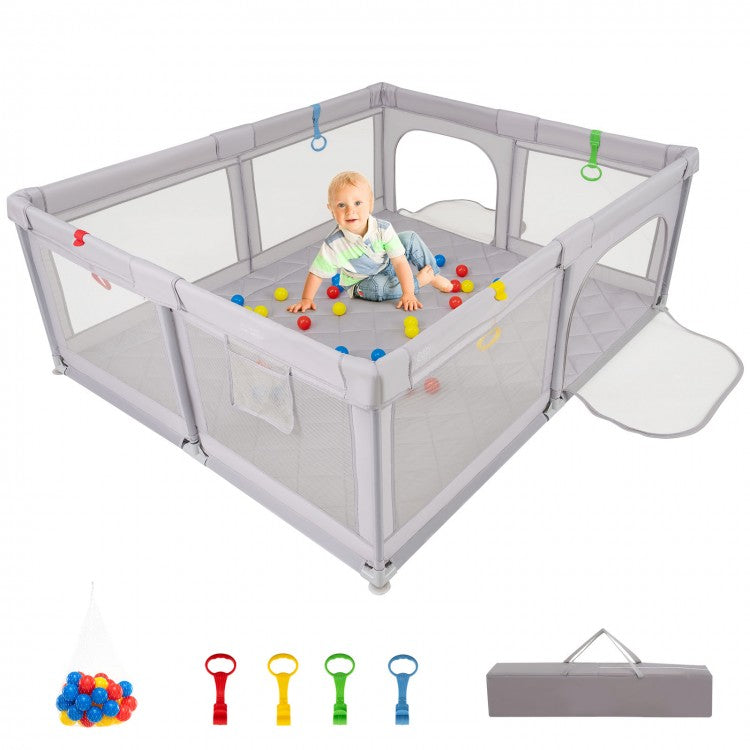 Large Baby Playpen with Pull Rings and Ocean Balls