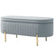 HOMCOM Upholstered Bedroom Bench, Channel Tufted Ottoman Bench with Thick Padding and Metal Legs, Grey