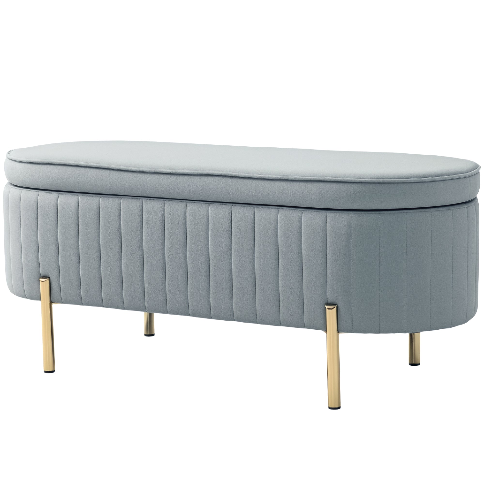 HOMCOM Upholstered Bedroom Bench, Channel Tufted Ottoman Bench with Thick Padding and Metal Legs, Grey 