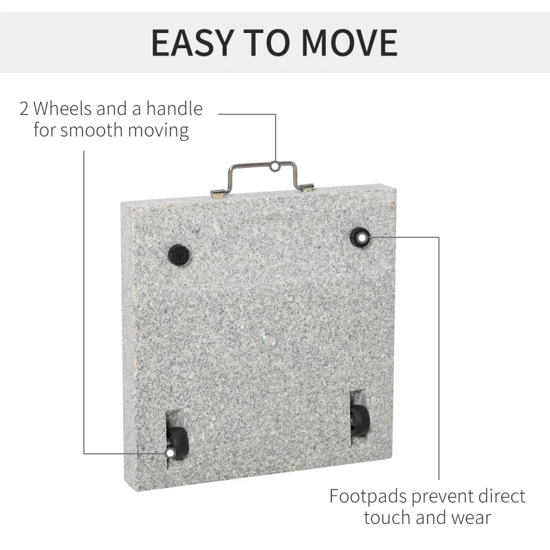 55 lbs Marble Square Umbrella Stand 16.5" Market Heavy Holder Base w/ Wheels, Grey
