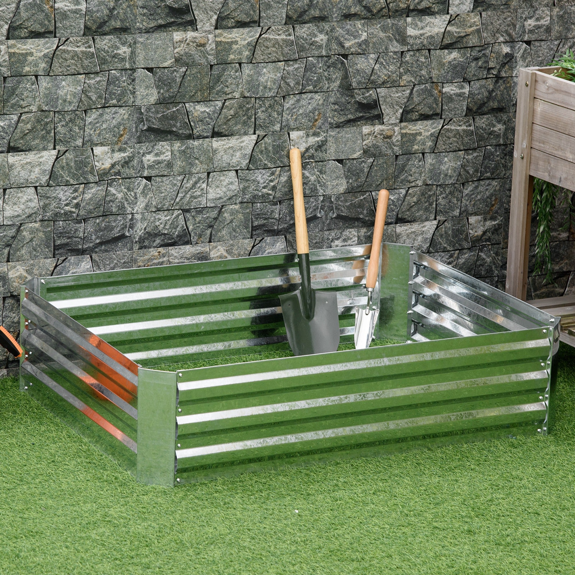 Outsunny Galvanized Raised Garden Bed, 4' x 3' x 1' Outdoor Metal Planter Box, Raised Bed for Growing Flowers and Herbs 