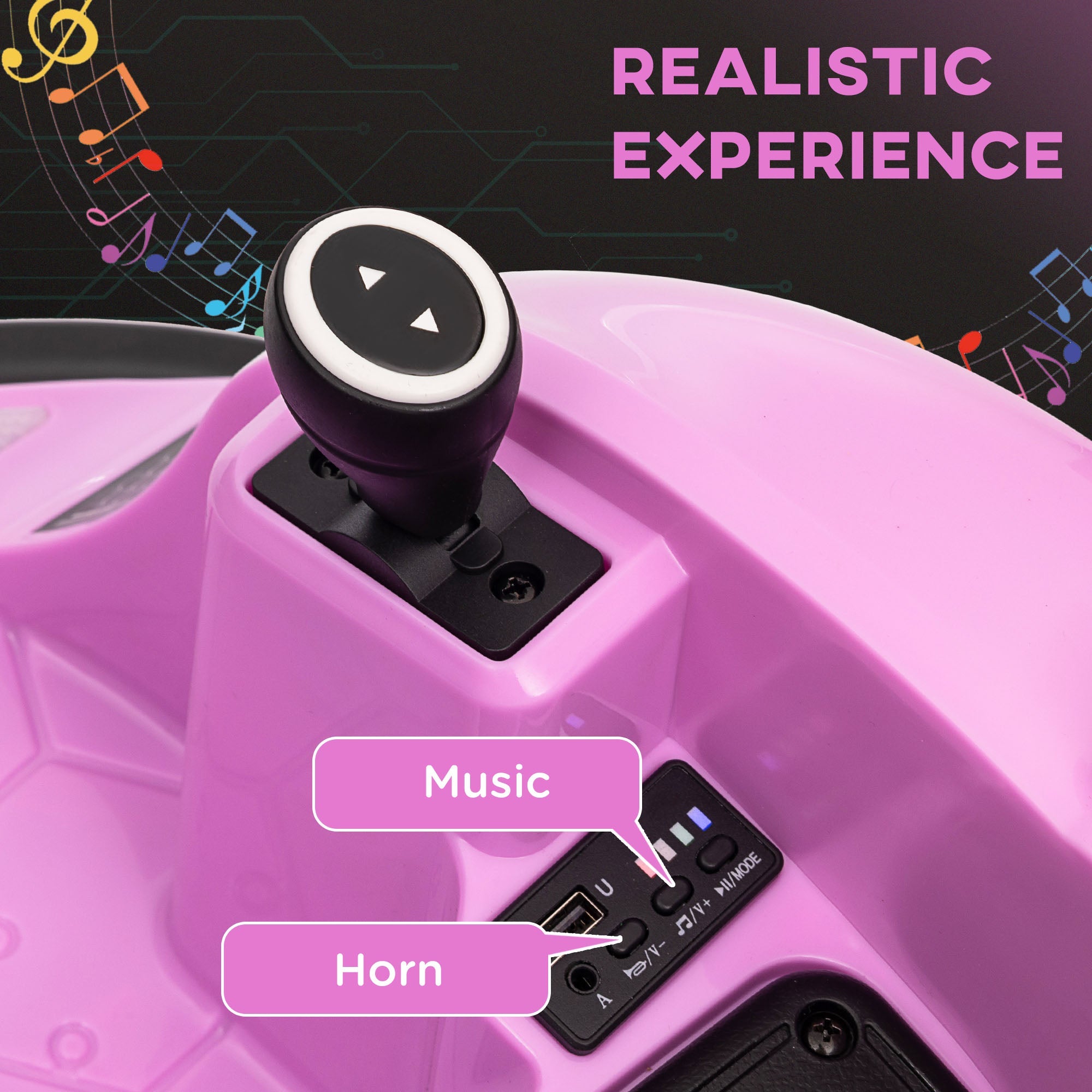 Qaba 12V Bumper Car for Toddlers, Ride On Car with 360 Degree Remote Control, Lights Music Horn, for 1.5-5 Years, Pink 