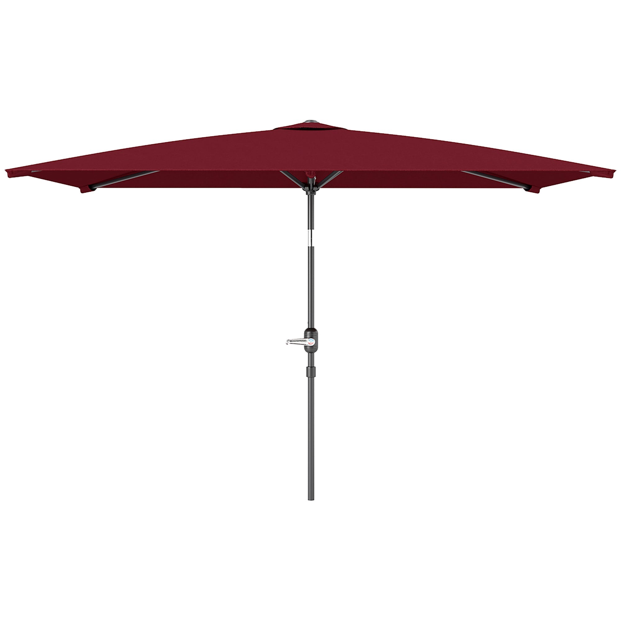 Outsunny 6.6x9.6ft Rectangle Aluminum Tilt Patio Umbrella, Garden Market Parasol, Outdoor Sunshade Canopy with Crank, Wine Red 