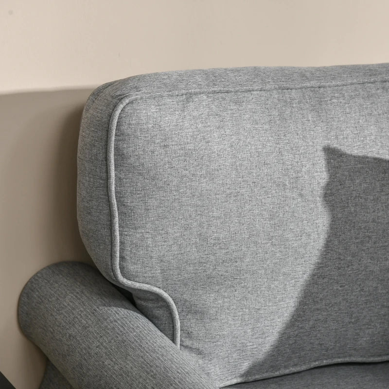 Stylish Midback Double Sofa with Sponge Padding, 2 Seater Sofa Couch, with Rubber Wood Leg, Grey