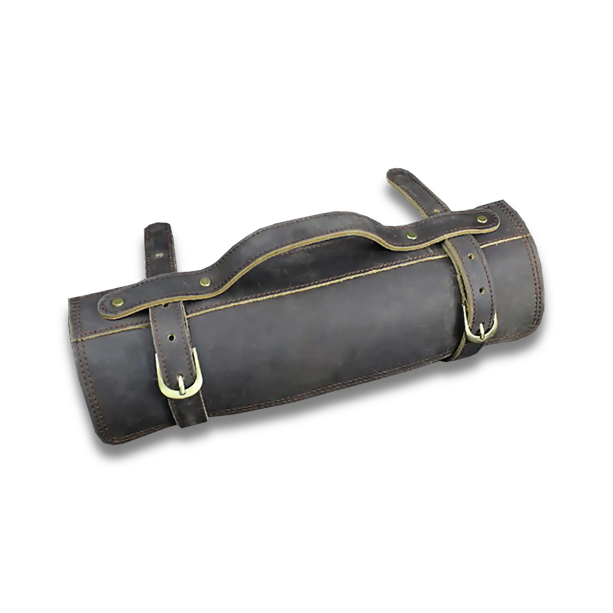 Ginza Steel Full Grain leather knife role Rustic Brown 