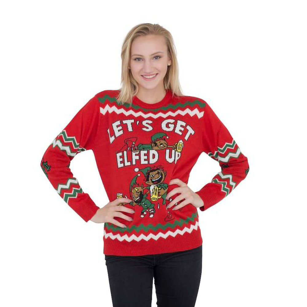 Let Get Elfed Up Drunken Elves  Sweater 