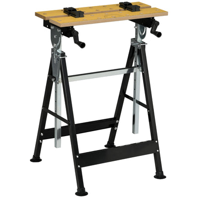 HOMCOM Work Bench Tool Stand with Adjustable Height and Angle, Carpenter Saw Table with 4 Clamps, Steel Frame, 220lbs Capacity 