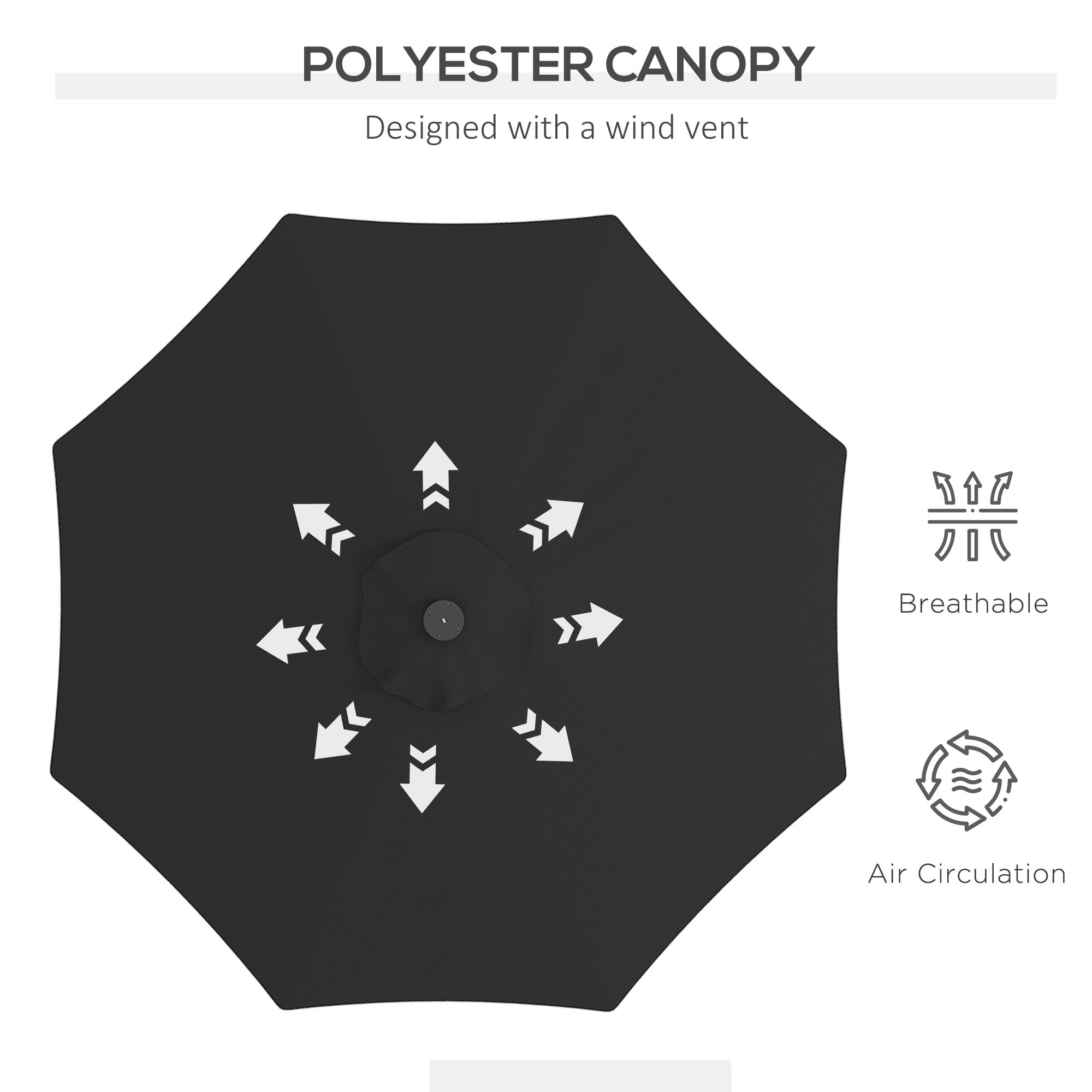 Outsunny 9ft Solar LED Outdoor Patio Umbrella: Black Tilt Canopy Sunshade for Evening Gatherings 