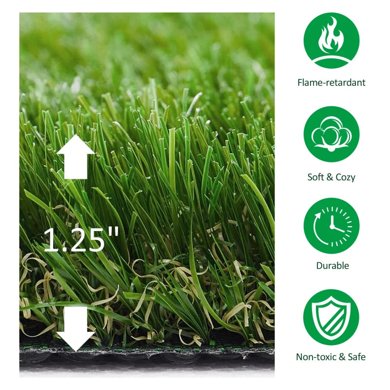 Artificial Grass 10' x 3' (30 Square Feet), Fake Grass Turf with UV Protection, Drain Holes for Rain, Green