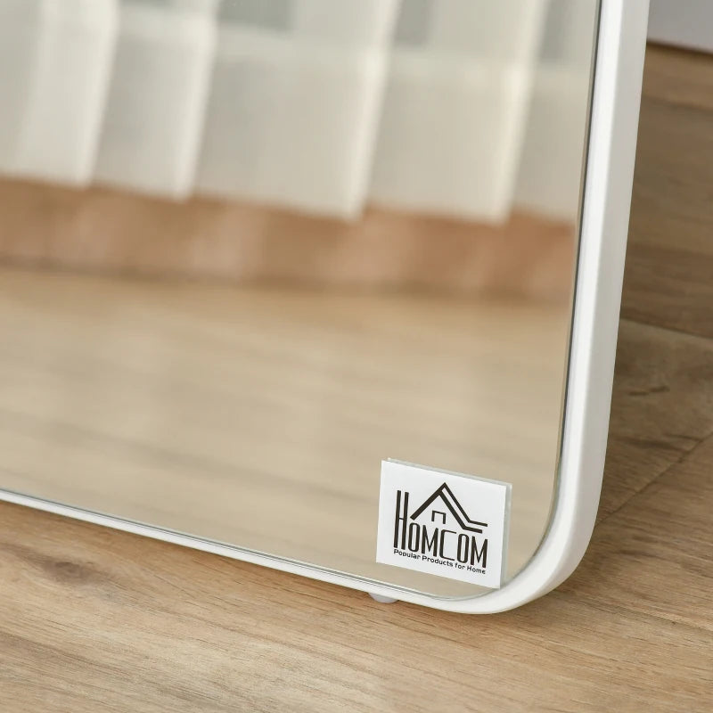 Full Length Mirror for Bedroom, Free Standing Dressing Mirror, Wall Mirror with Wood Frame, 15" x 61", White