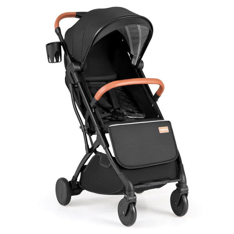Lightweight Baby Travel Stroller with One-Hand Folding, Adjustable Recline, Footmuff, Storage Basket & 5-Point Safety Harness